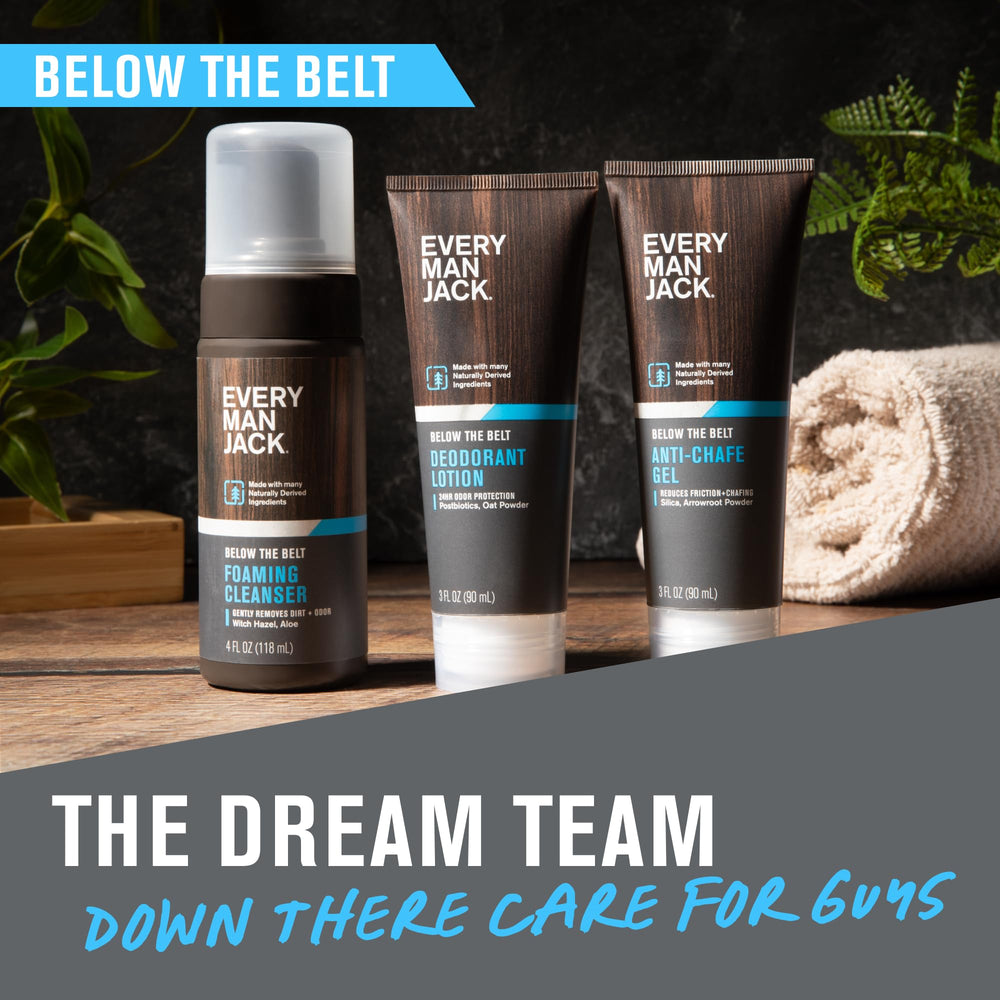 Every Man Jack being used in shower to illustrate targeted below-the-belt cleansing