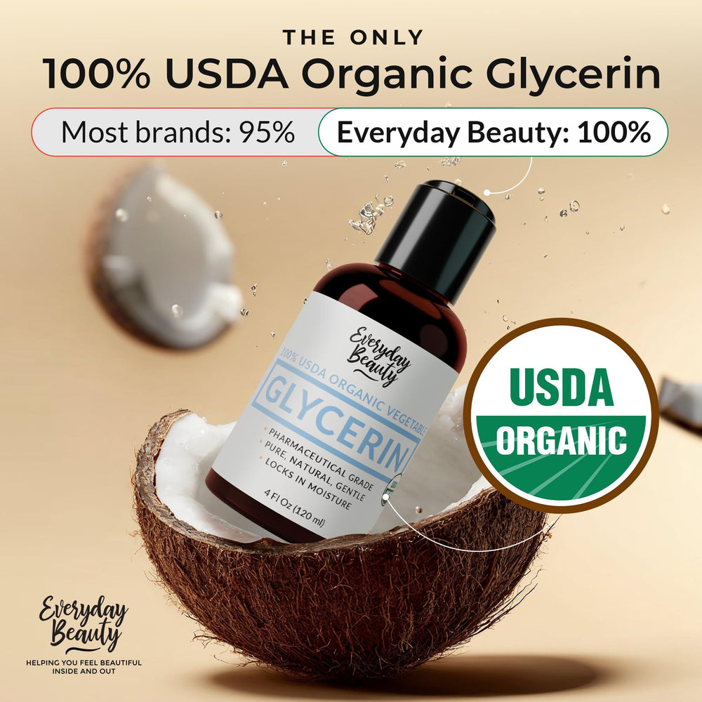 Everyday Beauty glycerin pouring from bottle highlighting smooth consistency and easy dosing