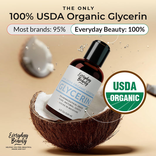 Everyday Beauty glycerin pouring from bottle highlighting smooth consistency and easy dosing