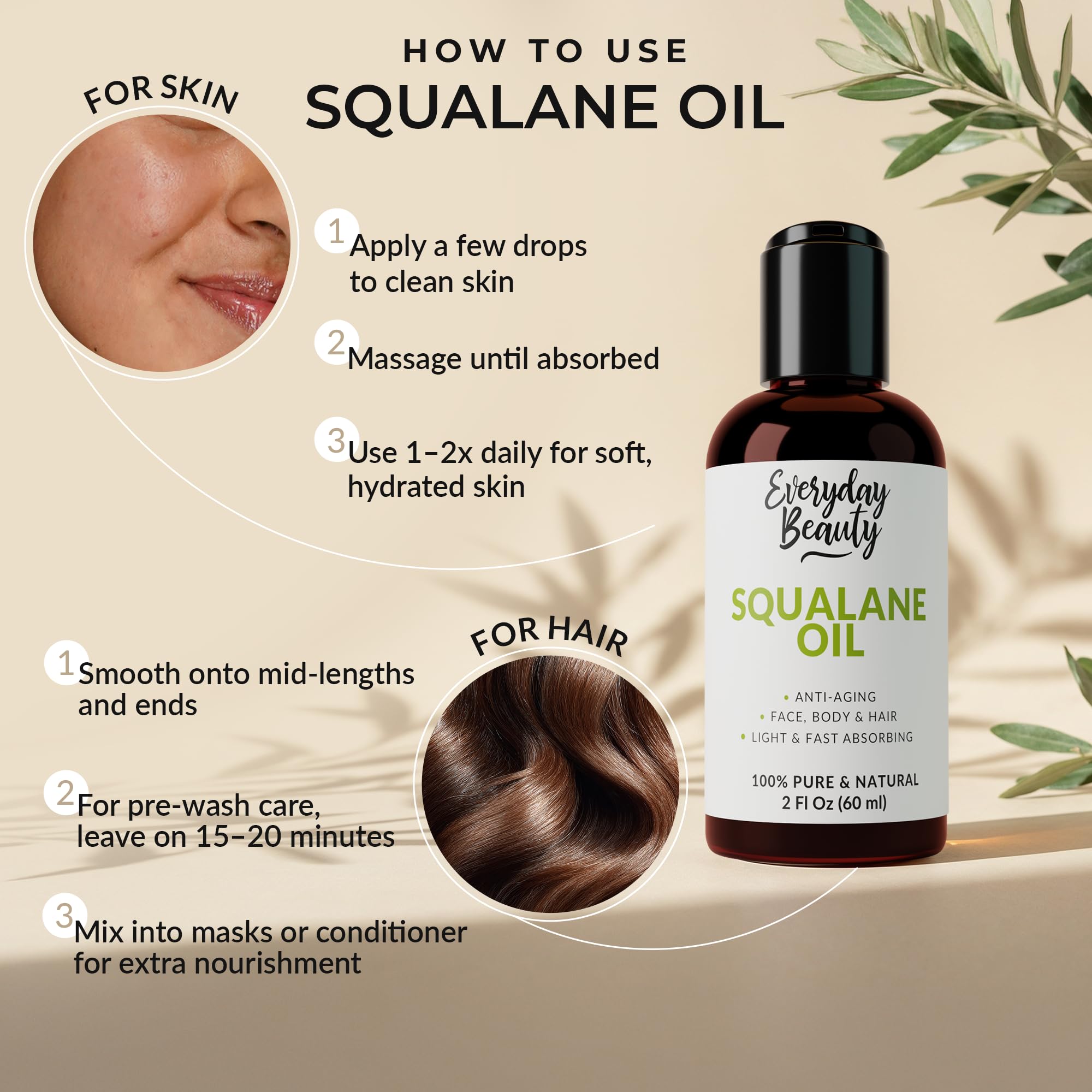 Everyday Beauty olives and leaves to show plant-derived sourcing and sustainable origin
