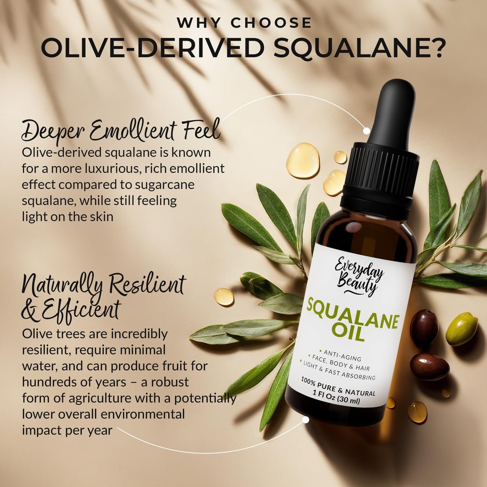 Everyday Beauty squalane oil texture close-up showing lightweight absorption benefit