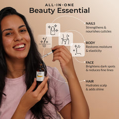 Everyday Beauty ingredient oils grouped to show organic seeds and nutrient-rich benefits