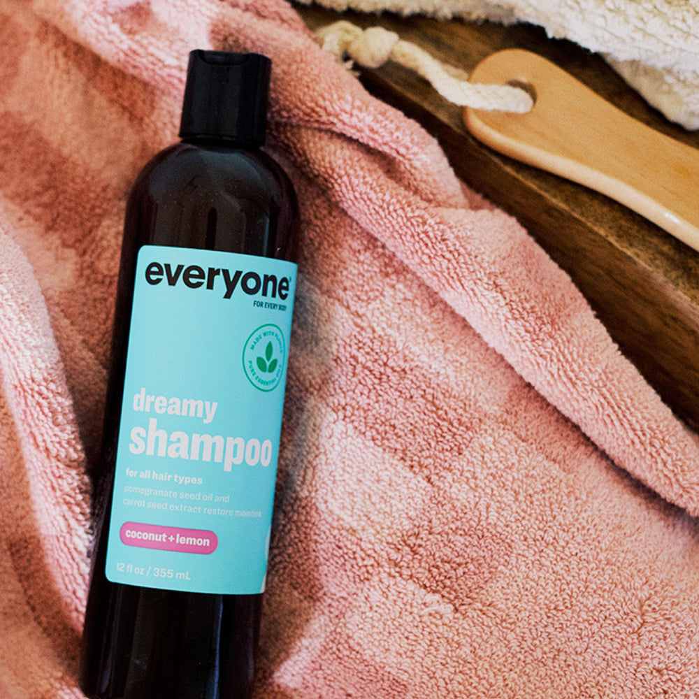 everyone dreamy shampoo ingredient label listing oils and proteins benefit