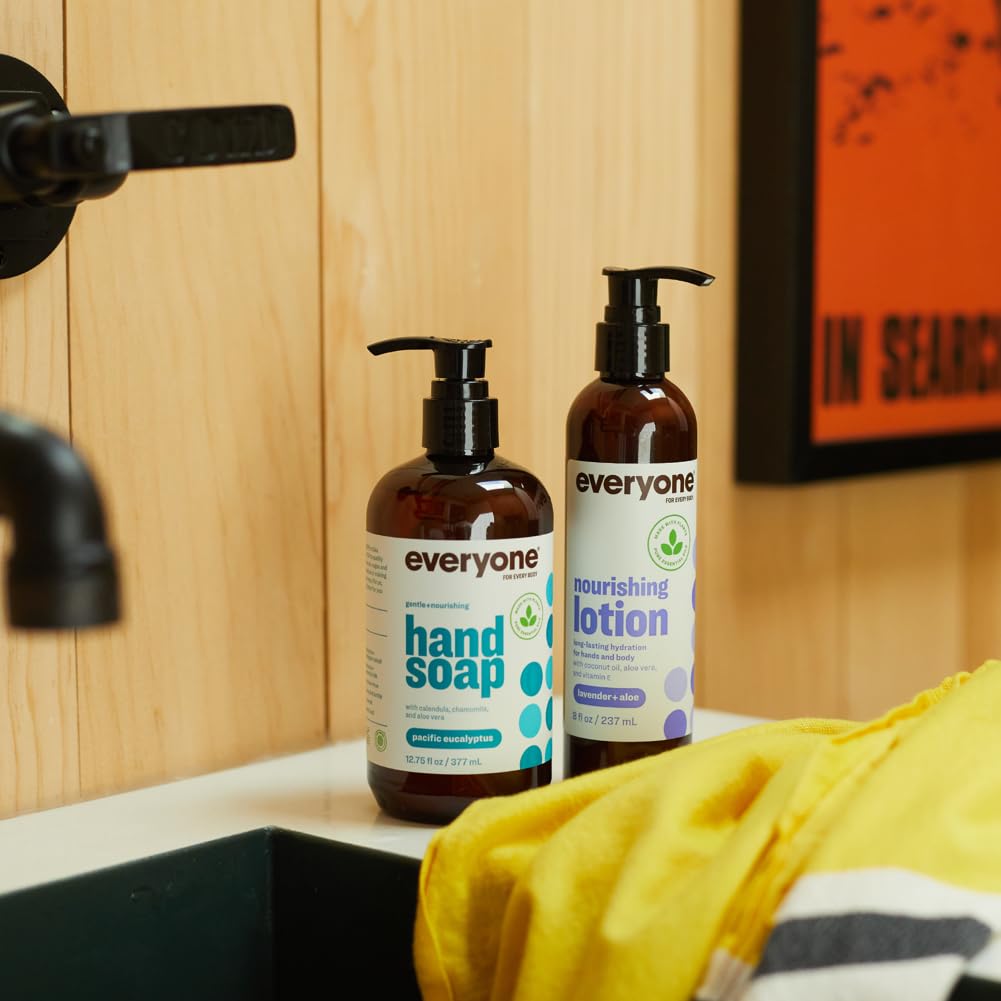 Everyone in-bathroom lifestyle scene conveying calming lavender scent for nightly routine