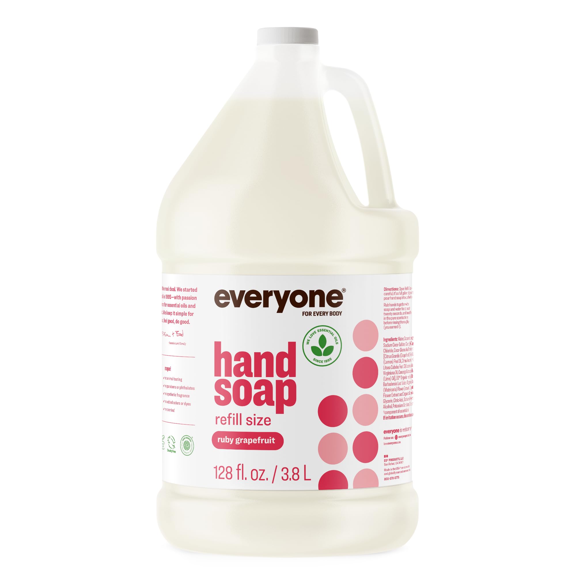 everyone brand front packaging of gallon refill shows citrus scent and benefits