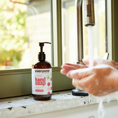 everyone bottle on sink in bright kitchen showing fresh scent benefit