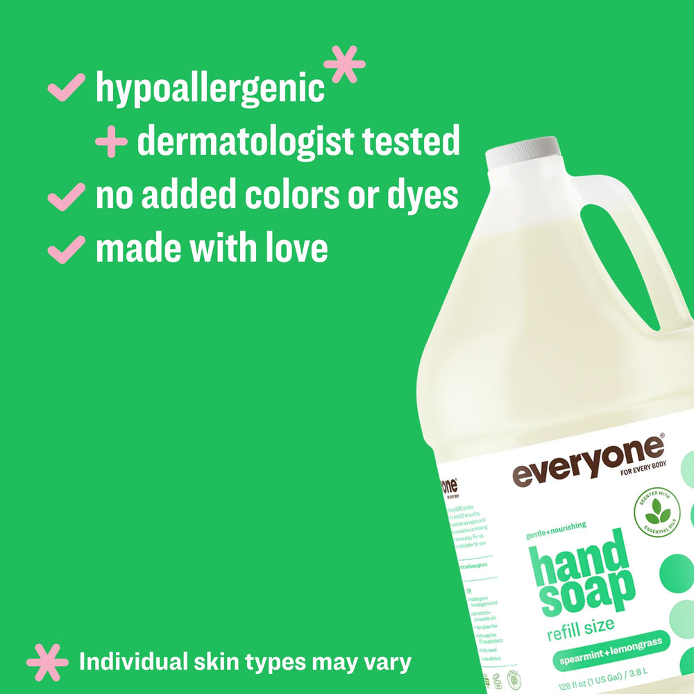 everyone close-up of product label highlighting spearmint and lemongrass essential oils