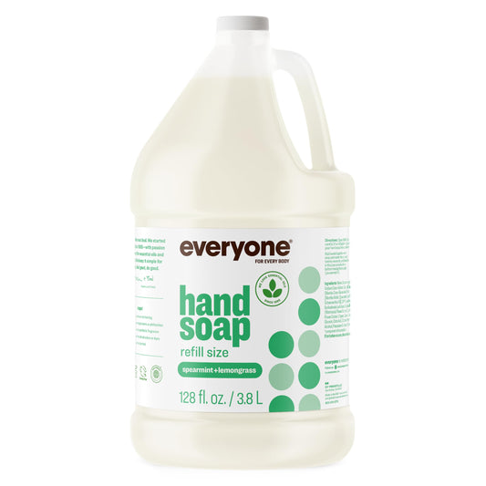 everyone one-gallon bottle front view showing label and recycled plastic benefit