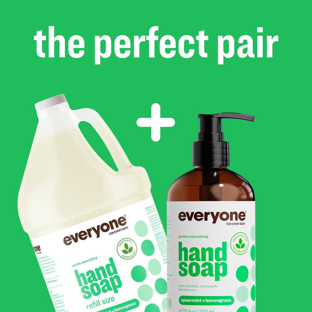 everyone gallon bottle beside a hand showing scale and refill convenience