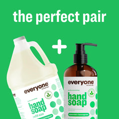 everyone gallon bottle beside a hand showing scale and refill convenience