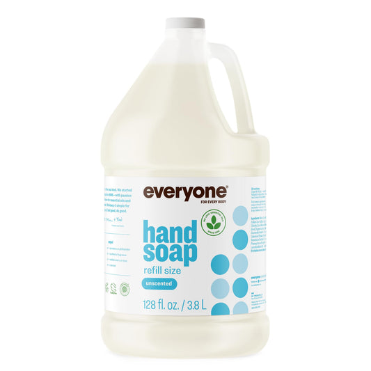 everyone unscented gallon front showing clean packaging and refill benefit