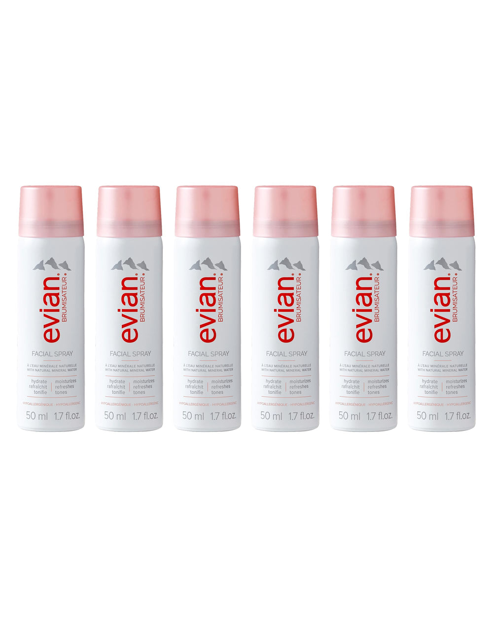 BRUMISATEUR Evian front packaging showing compact travel can benefit convenience