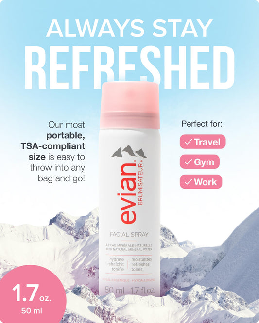 BRUMISATEUR Evian close-up mist texture demonstrating fine, even hydration