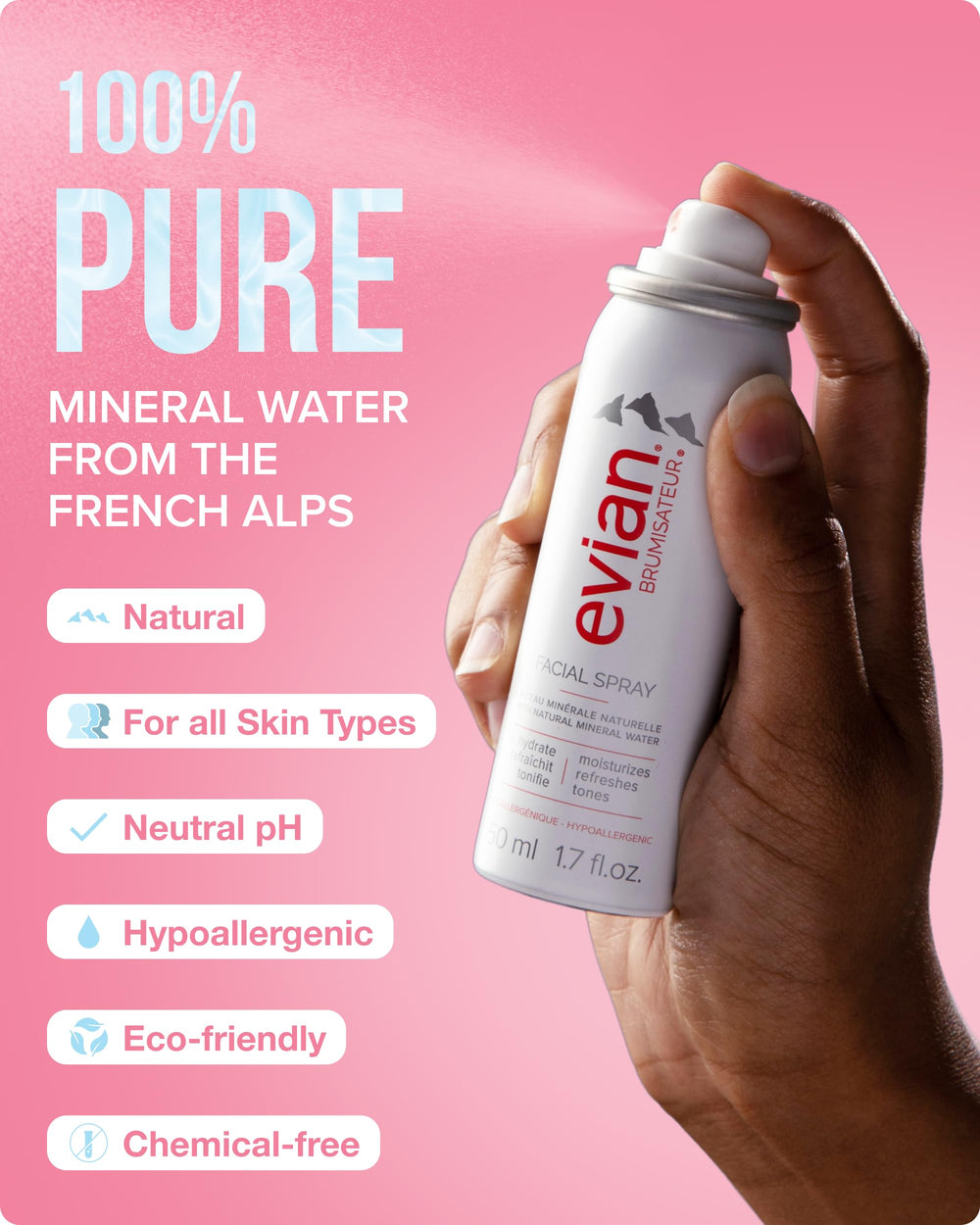 BRUMISATEUR Evian bottle inside travel bag highlighting carry-on and commuting benefit