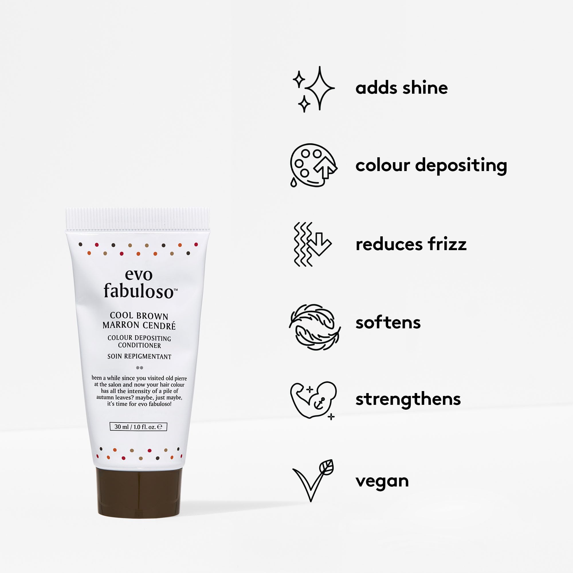 EVO Fabuloso Cool Brown creamy texture swatch showing pigment and conditioning