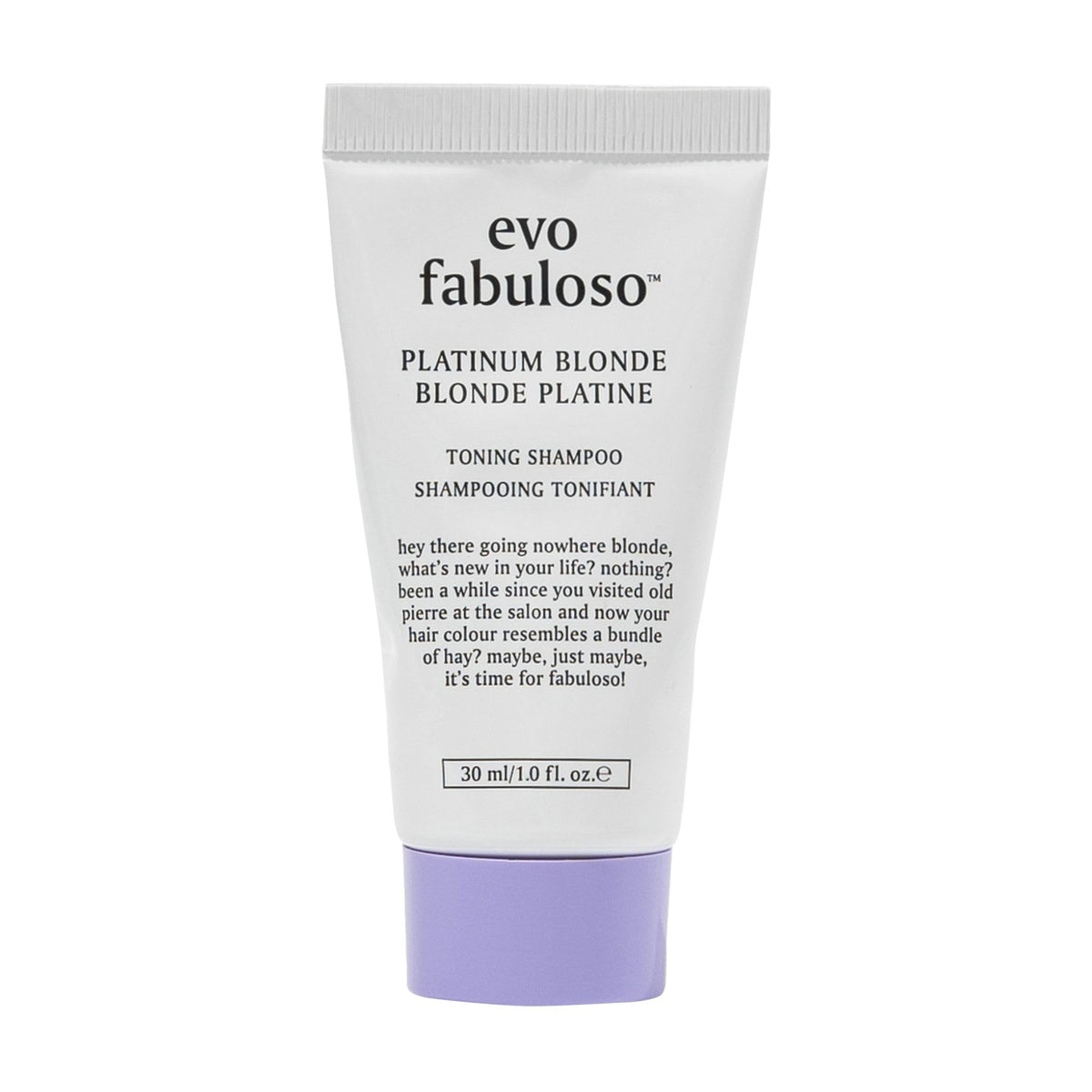 EVO bottle front packaging showing product name and travel size benefit