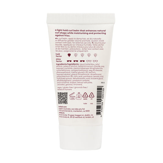 EVO close-up of balm texture on fingertip, lightweight moisture benefit