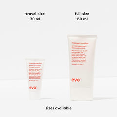 EVO before and after hair strands showing improved shine and reduced frizz