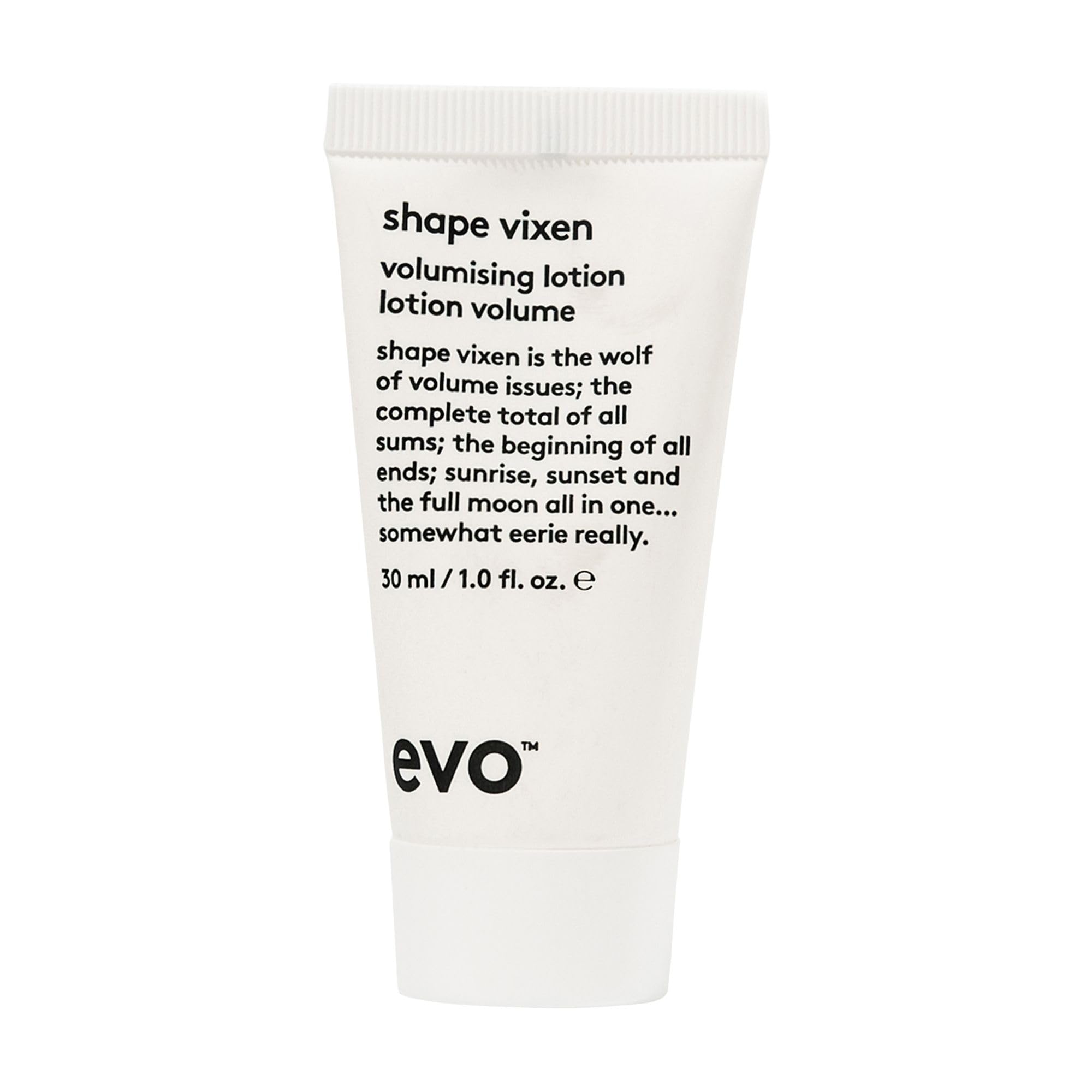 EVO Shape Vixen front packaging showing travel-size tube and easy dosing benefit