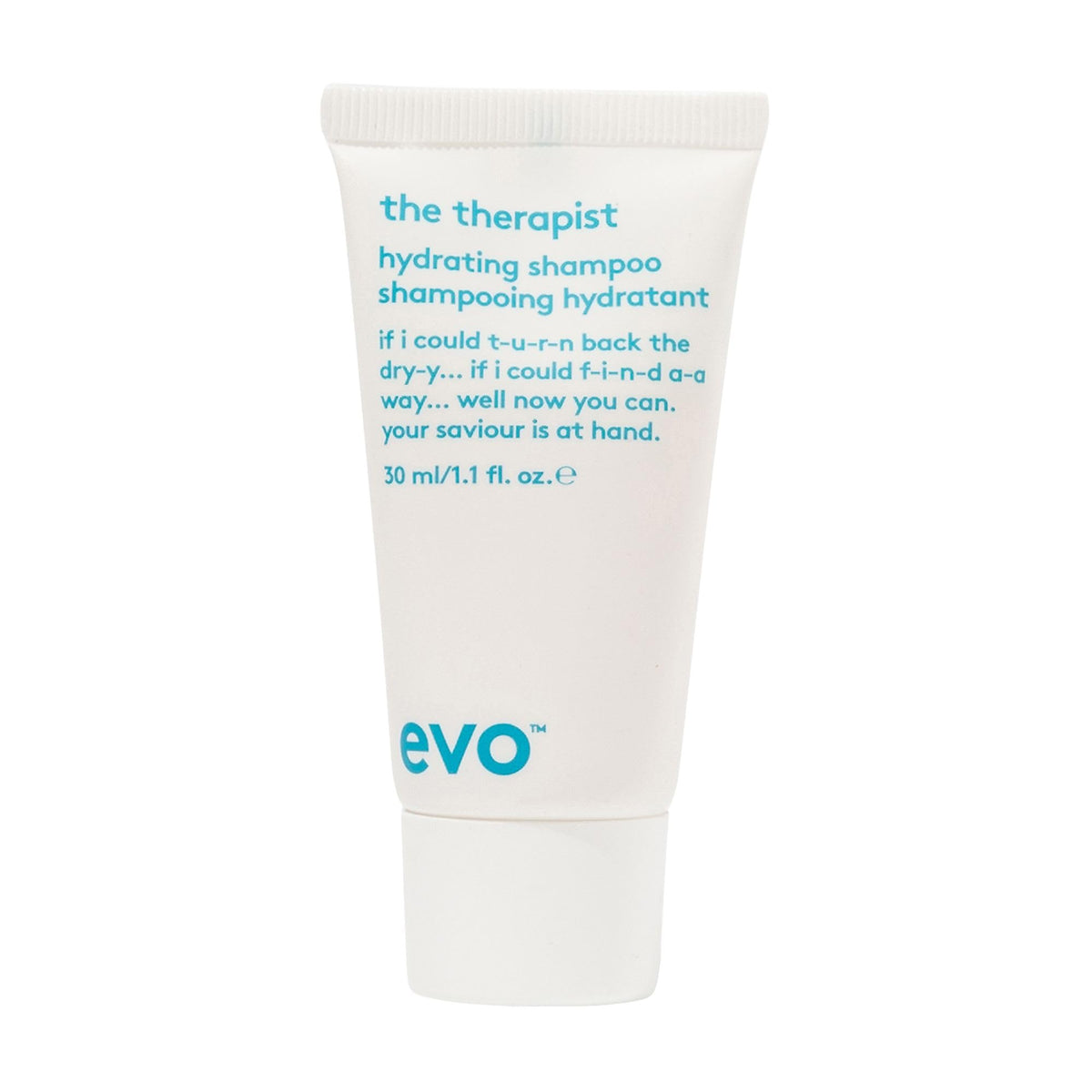 EVO front label showing product name and travel size benefits