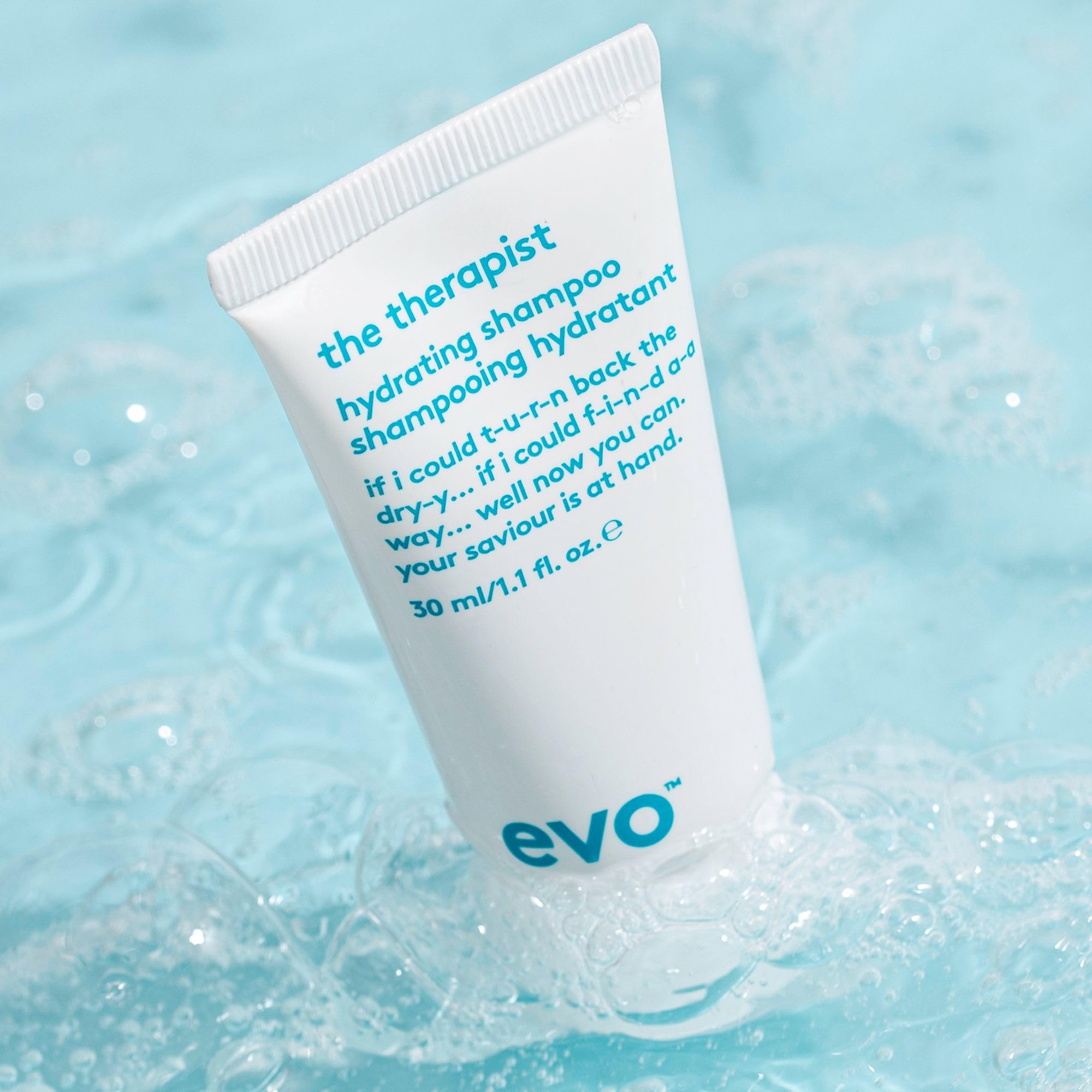 EVO shampoo lathering on wet hair to show gentle cleansing action