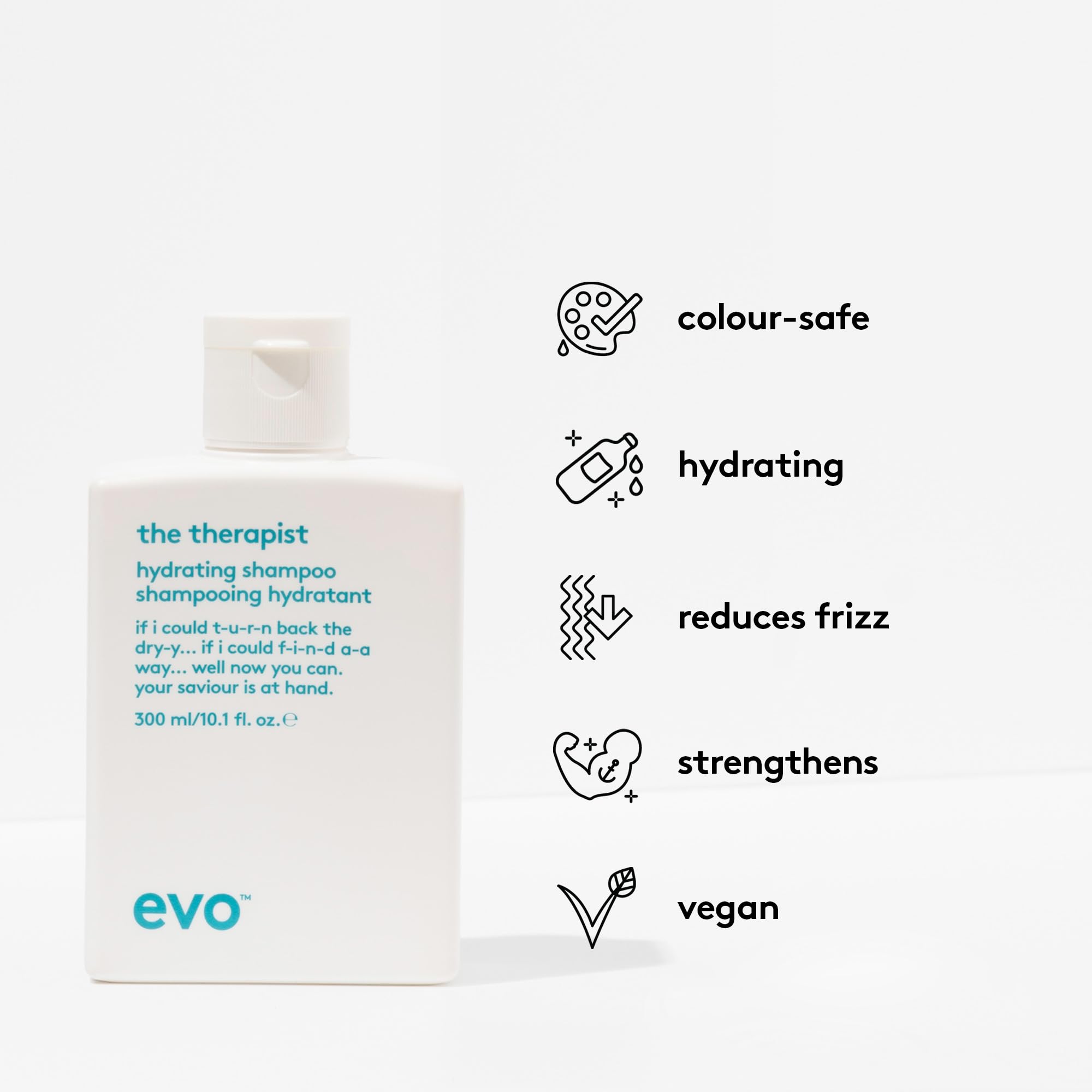 EVO shampoo lather on hand demonstrating gentle foam and cleansing benefit