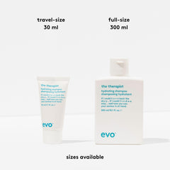 EVO bottle next to travel bag illustrating perfect on-the-go size