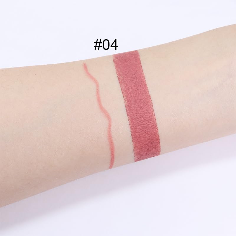 evpct applying lipstick in handheld mirror demonstrating quick touch-up convenience