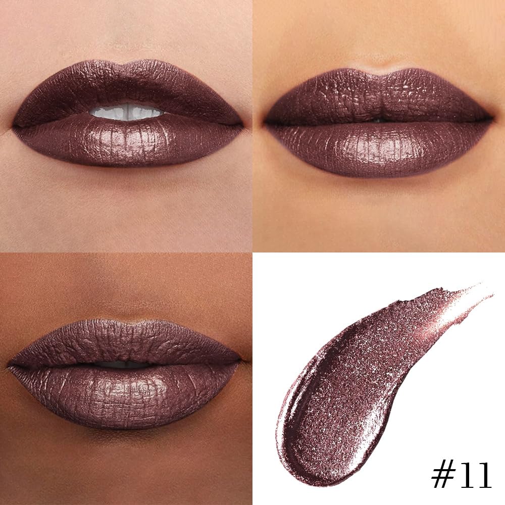 evpct application in use on lips demonstrating smooth, even metallic coverage