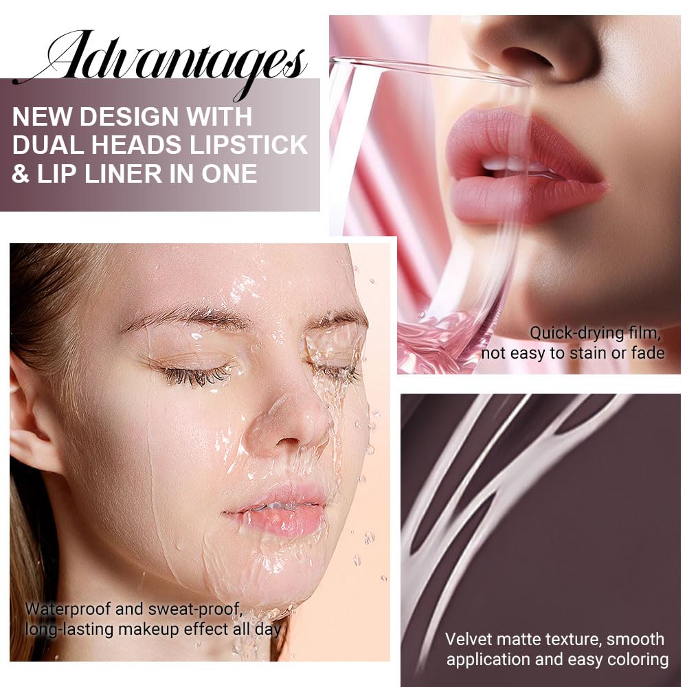 evpct model outlining lips with liner demonstrating easy shaping and crisp edges