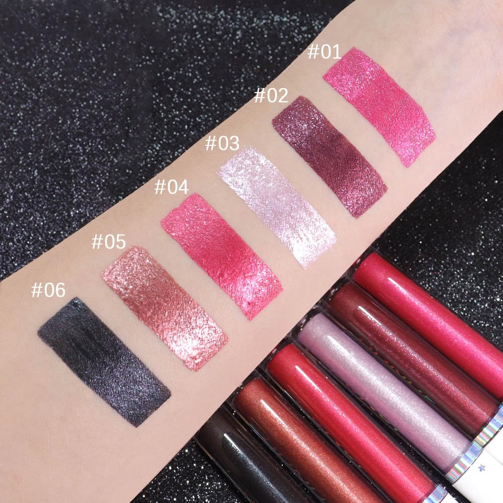 evpct close-up on lips showing frosted metallic texture for reflective finish benefit