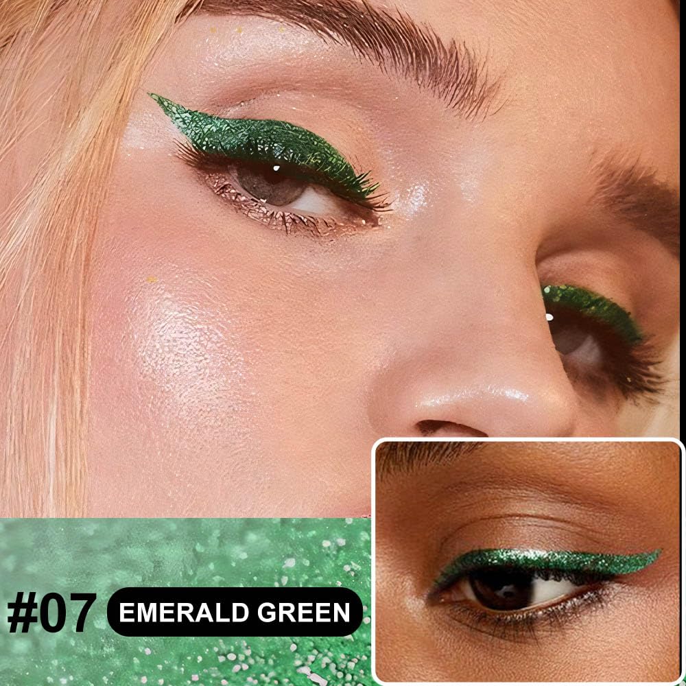evpct eyeliner applied to model for a dramatic night look with long-wear sparkle