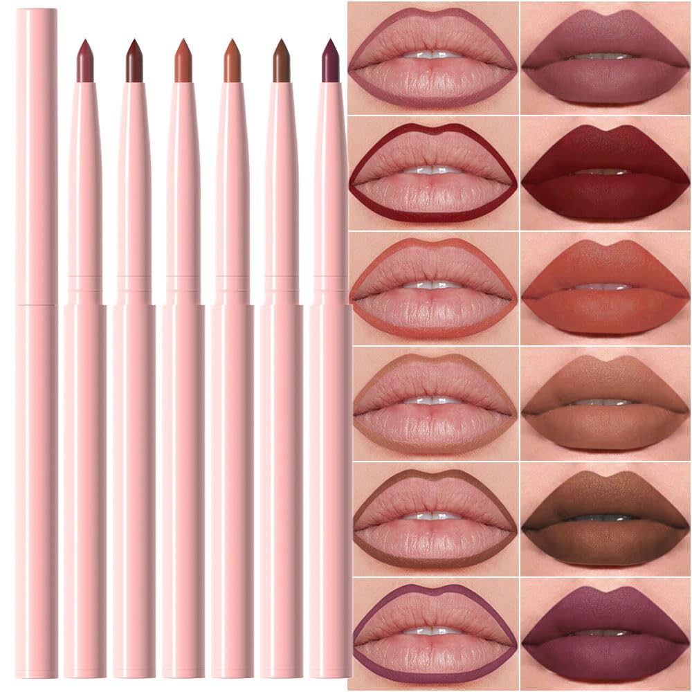 evpct front packaging showing six retractable lip liners and shade variety for easy selection