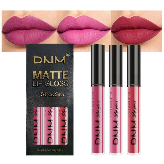 evpct front packaging showing three matte liquid lipsticks, clear color variety and convenience