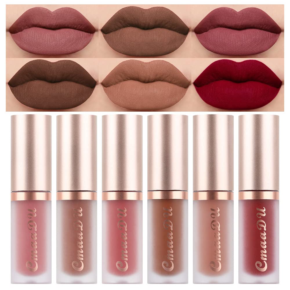 evpct front packaging showing six matte lipstick tubes and neat gift box, versatile set