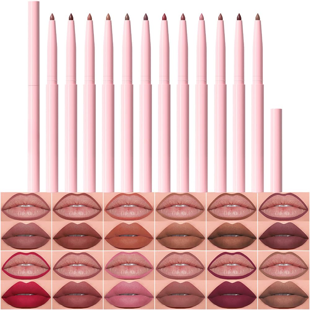 evpct front packaging displaying all 12 retractable lip liners for versatile looks
