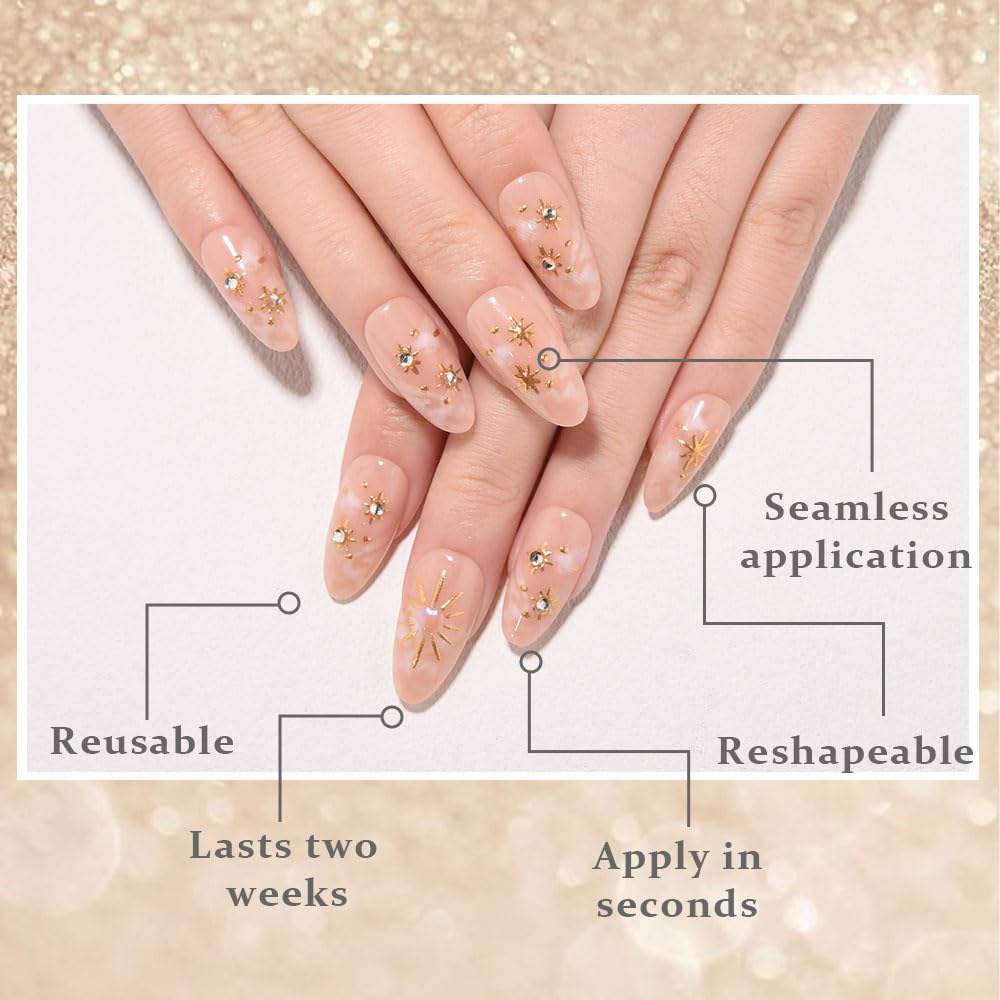 evpct hands wearing medium almond nails showcasing polished look and elegance