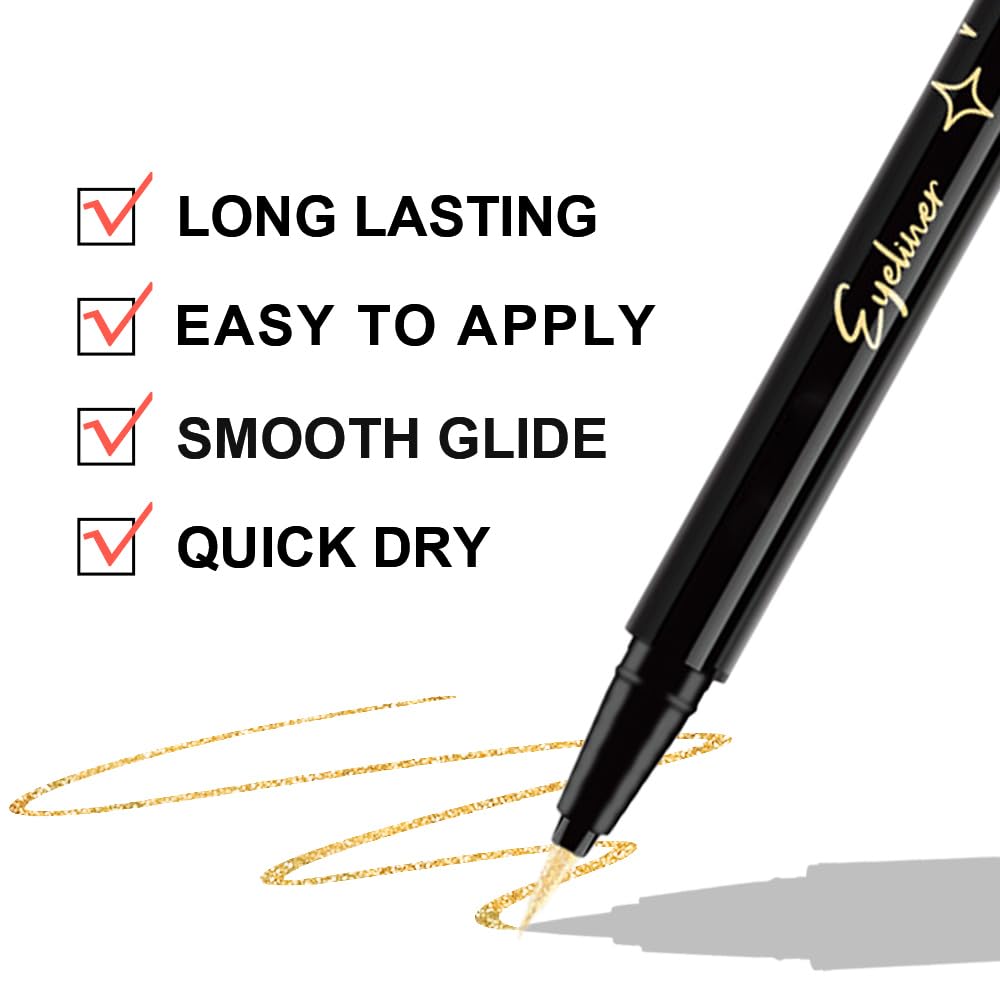 evpct eyeliner in use creating a winged glitter look for eye emphasis