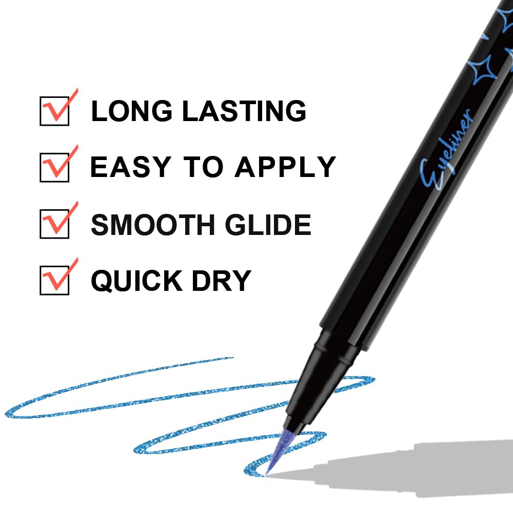 evpct eyeliner paired with blue mascara showing coordinated eye-enhancement effect
