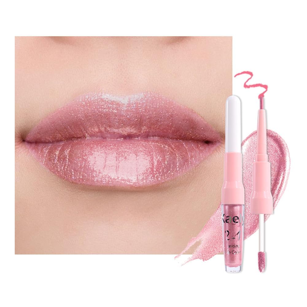 evpct front view showing dual-ended lip liner and liquid lipstick with color