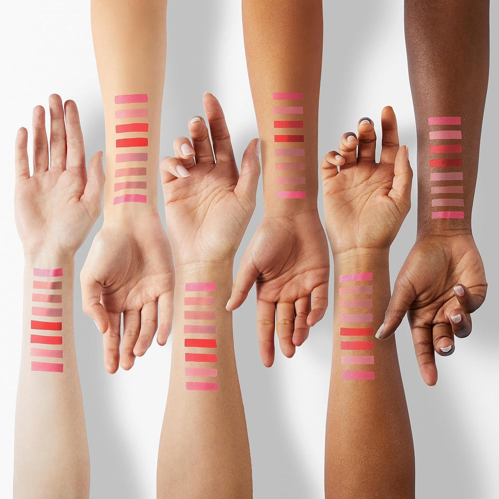 evpct lip swatch nude to red gradient showing color payoff and mix-and-match options