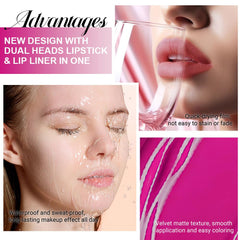 evpct applied on lips for vivid longwear color and defined shape