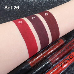 evpct lipstick on model demonstrating bold oxblood color and confident look