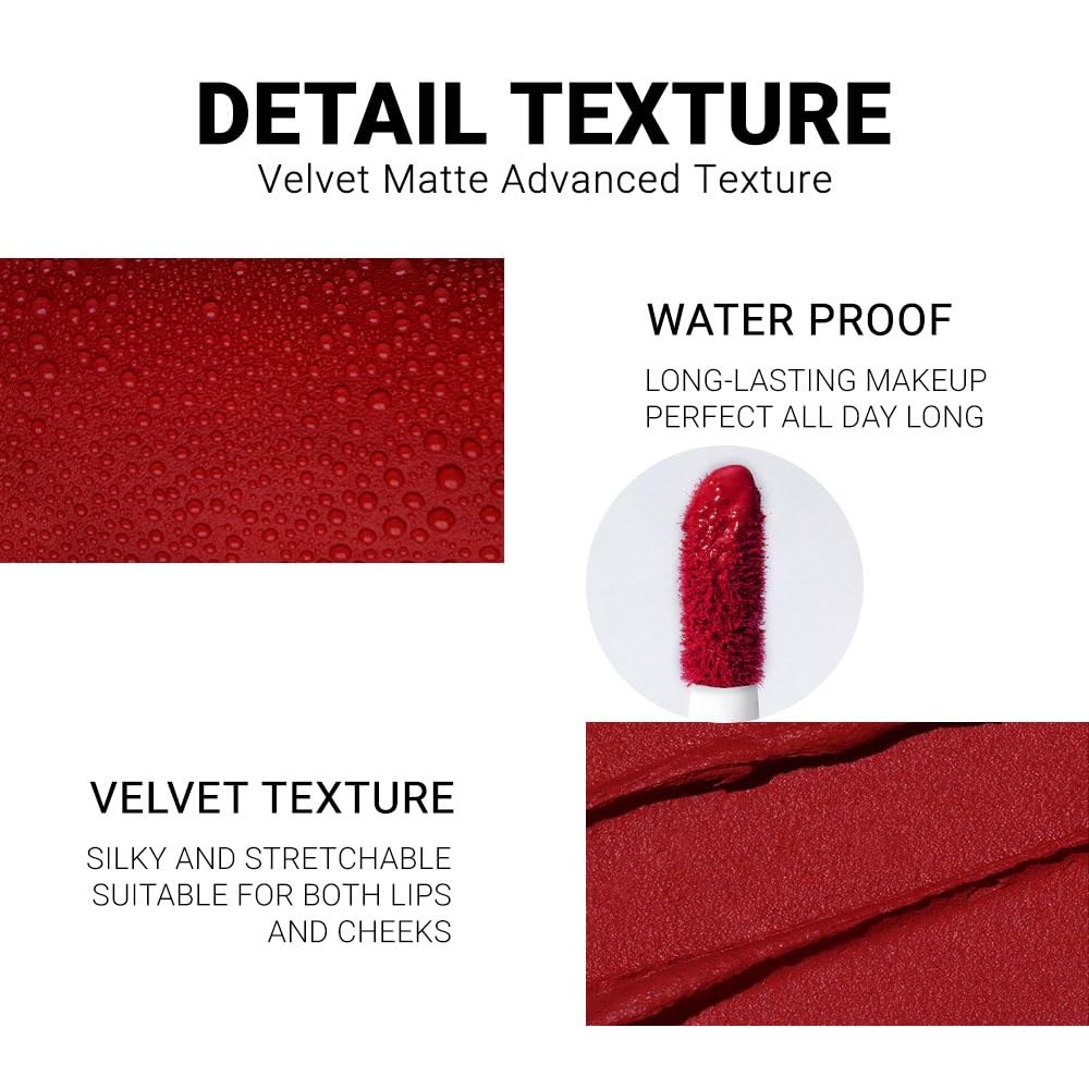 evpct matte finish lip swatch illustrating long-wear vivid color