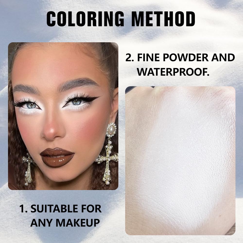 evpct matte white shadow applied on eyelid demonstrating brightening effect