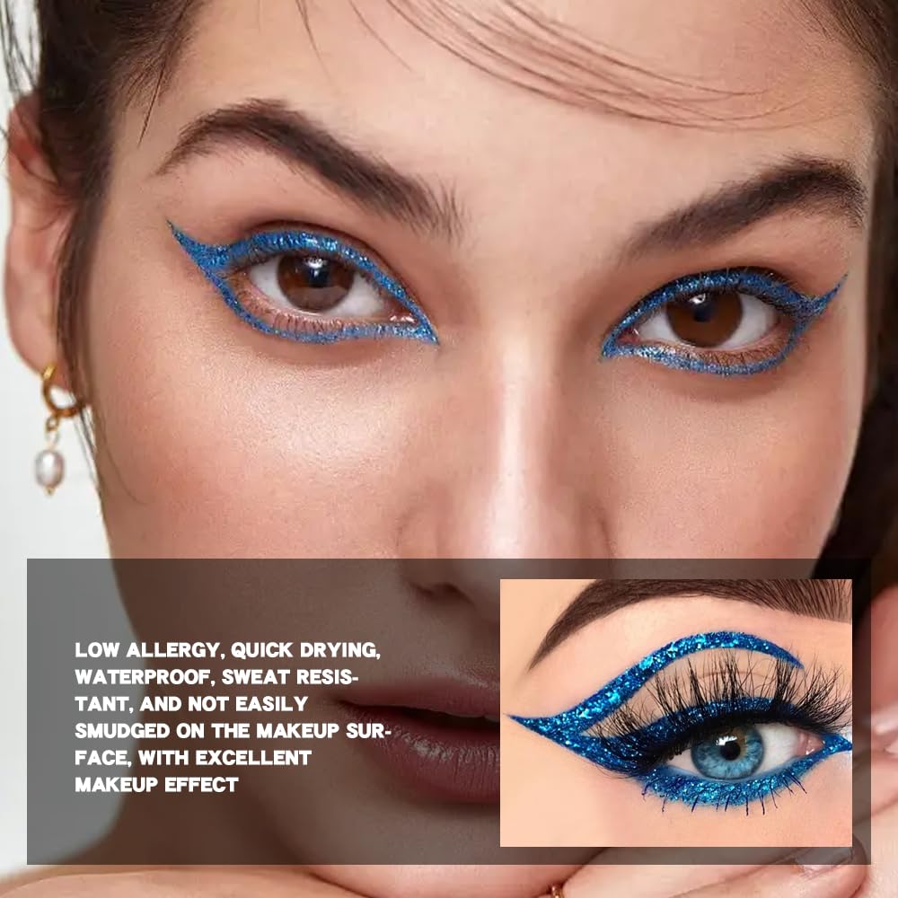 evpct metallic blue glitter texture close-up showing reflective shimmer and even coverage