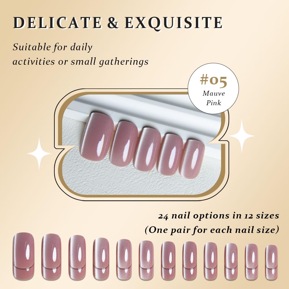 evpct model wearing mauve cat-eye nails in lifestyle setting — polished wearable style