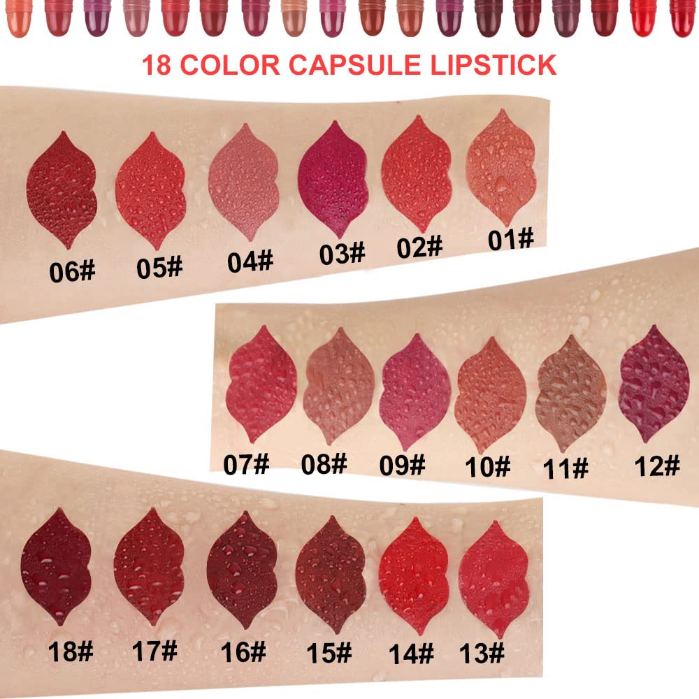 evpct overhead of open case displaying all 18 shades for instant selection