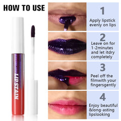 evpct orange-red swatch on lips, vivid color for bold looks