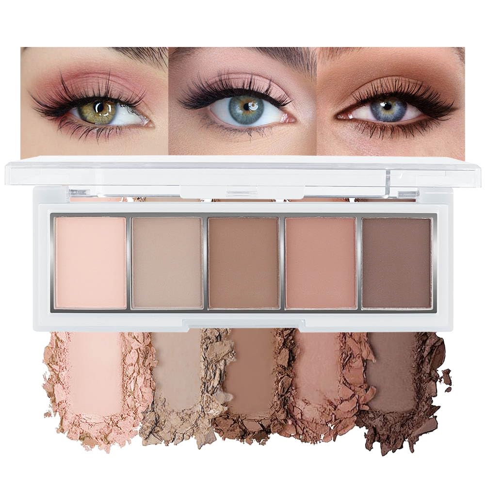 evpct palette front open showing five matte shades and neat pan layout for versatility